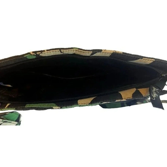 Vera Bradley‎ Triple-Zip Hipster Crossbody Bag Purse Imperial Rose Green Black - Picture 5 of 7